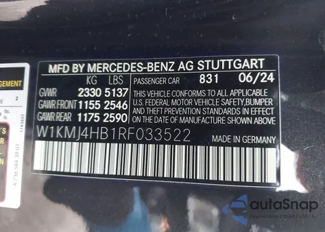 2024 Mercedes-Benz Cle 300 4Matic z USA, uszkodzony, nr VIN W1KMJ4HB1RF033522